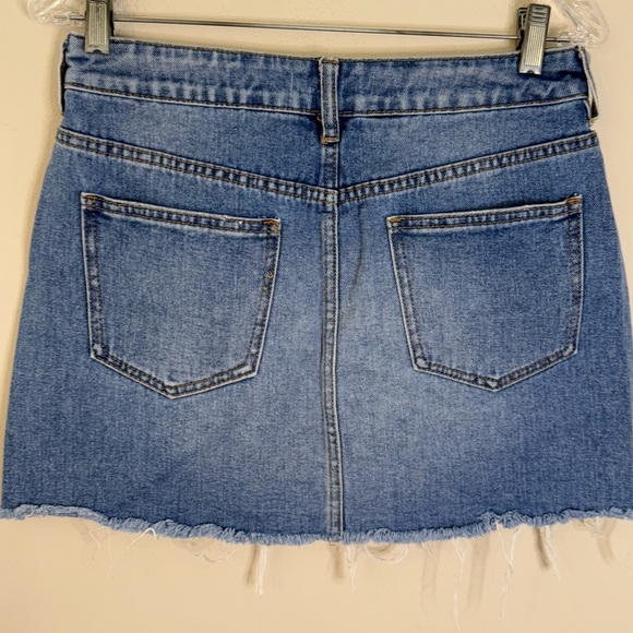 PacSun distressed 100% cotton denim jeans mini skirt two toned blue cowgirl 27” - Picture 2 of 8